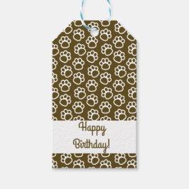 Etiquetas Para Regalos Elegante Perro mascota paw personalizado marrón