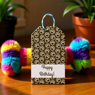 Etiquetas Para Regalos Elegante Perro mascota paw personalizado marrón