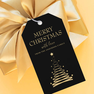 Etiquetas Para Regalos Elegante Personalizado de árbol negro de Navidad d