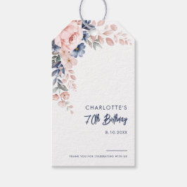 Etiquetas Para Regalos Elegante Personalizado de la Floral Rosa 70 cumple