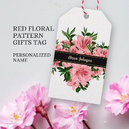 Etiquetas Para Regalos Elegante Personalizado floral rojo Nombre comercia