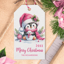 Etiquetas Para Regalos Elegante Personalizado Merry Christmas Pink Cute P