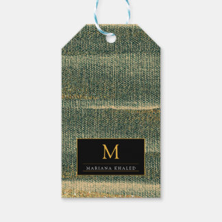 Etiquetas Para Regalos Elegante pincel verde con dorado y negro 