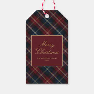 Etiquetas Para Regalos Elegante Plaid Clásico de Navidad