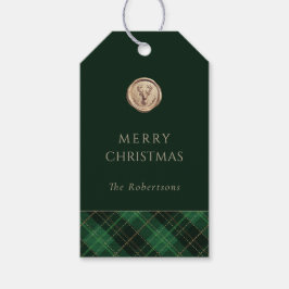 Etiquetas Para Regalos Elegante Plaid Verde Navidad Personalizada