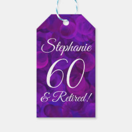 Etiquetas Para Regalos Elegante Púrpura 60 y Jubilación Retirada