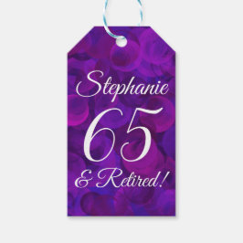 Etiquetas Para Regalos Elegante Púrpura 65 y Jubilación Retirada