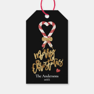 Etiquetas Para Regalos Elegante Purpurina de oro moderno dulce de navidad