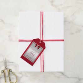 Etiquetas Para Regalos Elegante Purpurina Ruby rojo y plateado 40 cumplea
