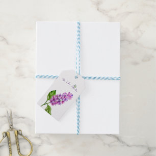 Etiquetas Para Regalos Elegante rama lila acuarela