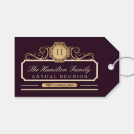 Etiquetas Para Regalos Elegante Reunión Anual de Familia Gold Borgoña Fav