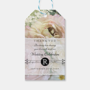 Etiquetas Para Regalos Elegante Rosa de Rubor Peony Bouquet Garden Arte F