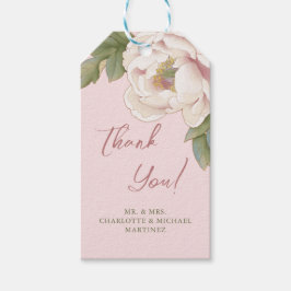 Etiquetas Para Regalos Elegante Rosa de Rubor Peony Gracias Favor De Boda