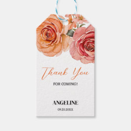 Etiquetas Para Regalos Elegante Rosa Naranja Rojo Floral Cumpleaños Graci