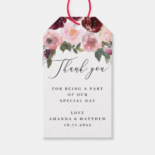 Etiquetas Para Regalos Elegante rosa rosado. Boda de escritura floral gra