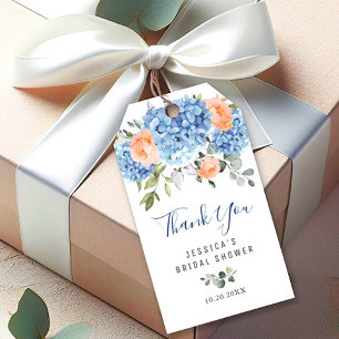 Etiquetas Para Regalos Elegante Rosas de Rubor rosa Hydrangea azul