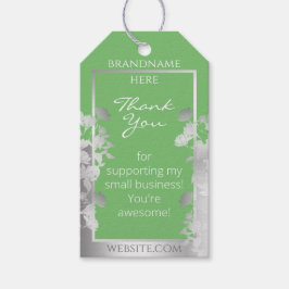 Etiquetas Para Regalos Elegante salvia floral verde y plateado gracias