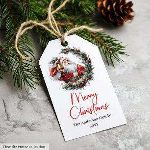 Etiquetas Para Regalos Elegante Santa Claus Navideño Editable Navidad Aco
