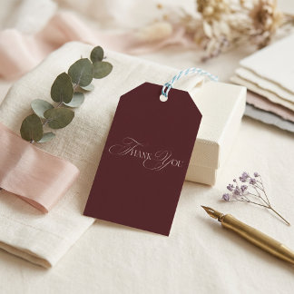 Etiquetas Para Regalos Elegante Suite de Boda Minimalista Cabernet Borgoñ
