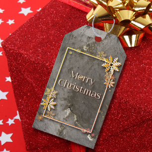Etiquetas Para Regalos Elegante textura de piedra Navidad copo de nieve d