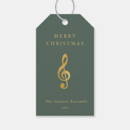 Etiquetas Para Regalos Elegante Treble de Oro Musical Feliz Navidad