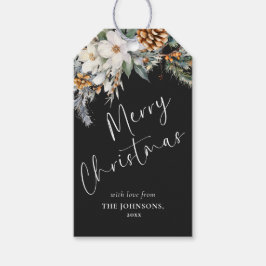 Etiquetas Para Regalos Elegante vegetación de pinos | Navidades negros