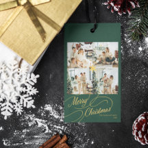 Elegante Verde y Dorado Feliz Navidad Foto -
