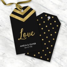 Elegante vertical moderno Faux Gold Chevron Love