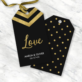 Etiquetas Para Regalos Elegante vertical moderno Faux Gold Chevron Love