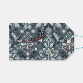 Etiquetas Para Regalos Elegante vino azul de vacaciones y copo de nieve