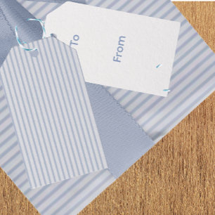 Etiquetas Para Regalos Elegante Vintage Azul Desvaído de Raya para Todas