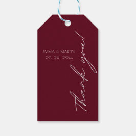 Etiquetas Para Regalos Elegante y moderno Borgoña Gracias Boda