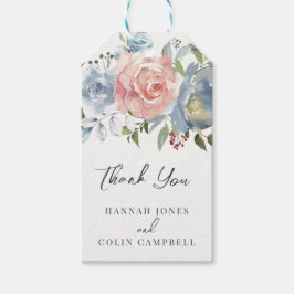 Etiquetas Para Regalos Elegante y turbia franja floral azul y Rosa