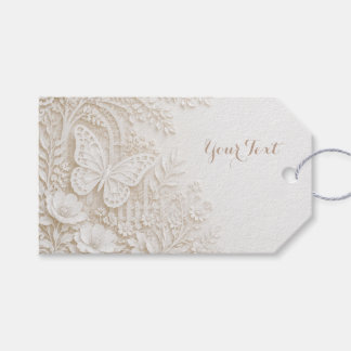 Etiquetas Para Regalos Eleganter Papercut Schmetterling mit Blumenrahmen