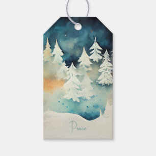 Etiquetas Para Regalos Elegantes árboles de invierno nevados