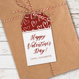 Etiquetas Para Regalos Elegantes corazones rojos blancos feliz Día de San