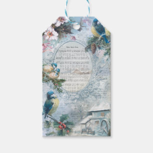 Etiquetas Para Regalos Elegantes Navidades Bluebirds y Ephemera Musical