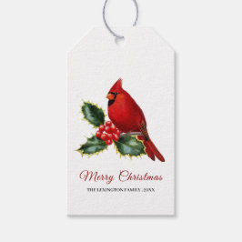 Etiquetas Para Regalos Elegantes Navidades Cardenal Rojo Bird Holly
