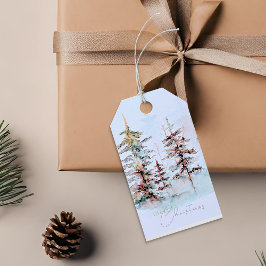 Etiquetas Para Regalos Elegantes Navidades de acuarela Vacaciones en Pine