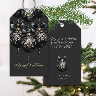 Etiquetas Para Regalos Elegantes Navidades de oro negro en baubles de luj