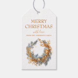 Etiquetas Para Regalos Elegantes Navidades de oro Personalizado Wreath