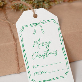Etiquetas Para Regalos Elegantes Navidades de Personalizable de Bow Verde