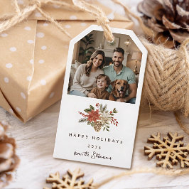 Etiquetas Para Regalos Elegantes Navidades de Poinsettia Photo Holiday