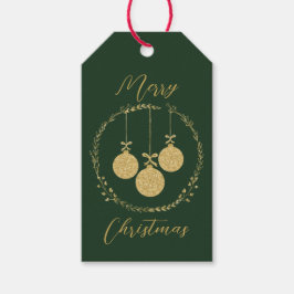 Etiquetas Para Regalos Elegantes Navidades de Wreath, Purpurina de Oro Ve