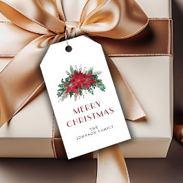 Etiquetas Para Regalos Elegantes Navidades florales de Poinsettia Roja