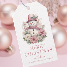Etiquetas Para Regalos Elegantes Navidades florales Snowman