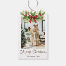 Elegantes Navidades Holly y Red Bow -