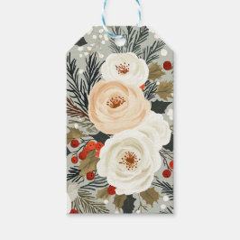 Etiquetas Para Regalos Elegantes Navidades Rosas Blancas y Berry Invierno