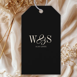 Etiquetas Para Regalos Elegantes parejas de bodas negros iniciales