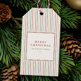 Etiquetas Para Regalos Elegantes rayas navideñas vintage